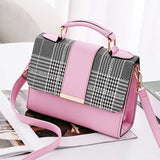 Plaid Stitching Square Bag Crossbody Shoulder Small Bag Female Bag
