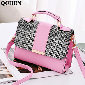 Plaid Stitching Square Bag Crossbody Shoulder Small Bag Female Bag