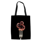 Food Printed Canvas Shoulder Bags Casual Ladies Beach Pouch Tote Bolsa De Lona