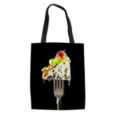 Food Printed Canvas Shoulder Bags Casual Ladies Beach Pouch Tote Bolsa De Lona