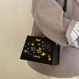 Women 12 Constellations Crossbody Flap Embroidery PU Leather Handbag