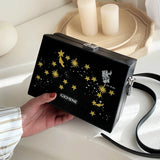 Women 12 Constellations Crossbody Flap Embroidery PU Leather Handbag