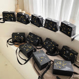 Women 12 Constellations Crossbody Flap Embroidery PU Leather Handbag