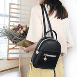 Women Bagpack Mini Handbag Daily Backpack Zipper Convertible Bag