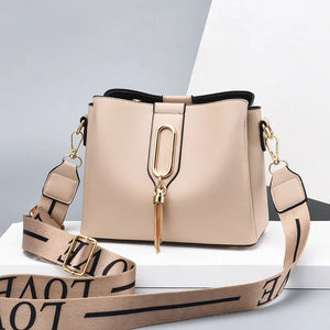 Women Bucket Bag with Wide Shoulder Straps Large Capacity Crossbody Bag