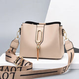 Women Bucket Bag with Wide Shoulder Straps Large Capacity Crossbody Bag