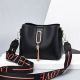 Women Bucket Bag with Wide Shoulder Straps Large Capacity Crossbody Bag