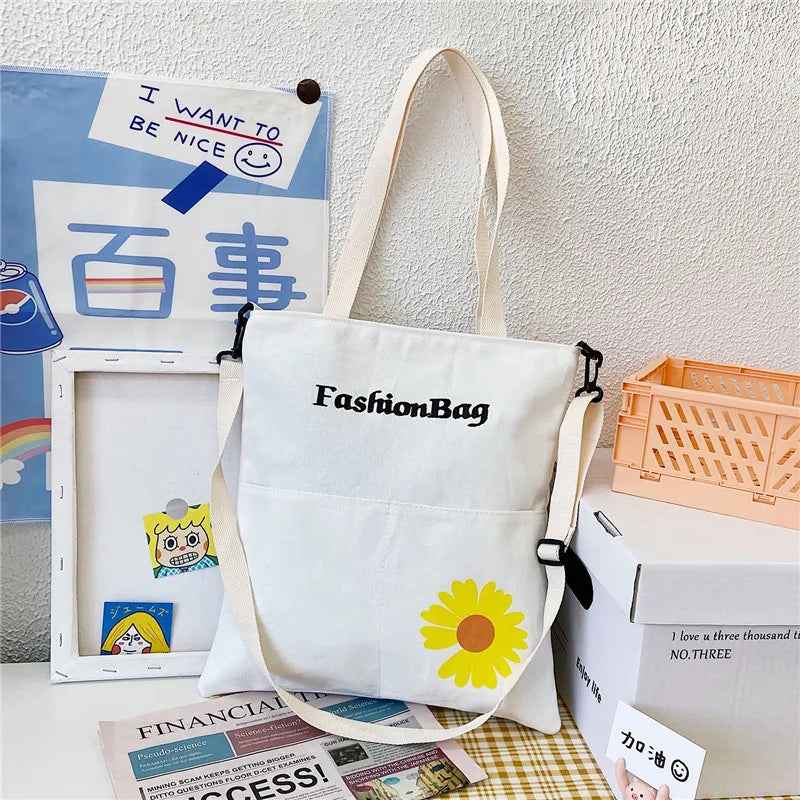 Women Shoulder Bag Large Capacity Student Bag Casual Canvas Messenger Bag