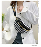 Women Waist Packs Crossbody Chest Bag Plaid PU Leather Fanny Pack