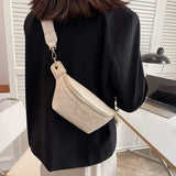 Women Plaid PU Leather Waist Pack Crossbody Chest Bag