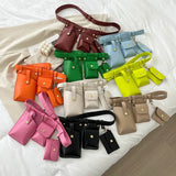 3Pcs/set Leather Fanny Pack Waist Bag Crossbody Casual Female Purse Phone Pouch