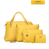 Women 4Pcs Handbags PU Shoulder Bags OL Tassel Messenger/Tote Bag