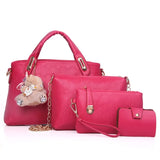 Women 4Pcs Handbags PU Shoulder Bags OL Tassel Messenger/Tote Bag