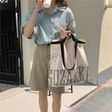 Women AK Letter Canvas Shopping Bag Eco Handbag Tote Reusable Grocery Bags