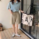 Women AK Letter Canvas Shopping Bag Eco Handbag Tote Reusable Grocery Bags