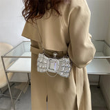 Bow Silver Metal Clutch Purses Women Acrylic Evening Bags Wedding Party