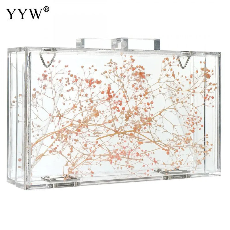 Clear Acrylic Floral Crossbody Bag See Through Handbag