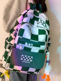 Women Backpack Checkerboard Laptop Nylon Large Capacity Stylish School Bag