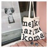 Women Alphabet Canvas Shoulder Bags Female Casual Letter Printed Tote Handbags