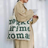 Women Alphabet Canvas Shoulder Bags Casual Letter Printed Tote Handbags