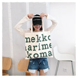 Women Alphabet Canvas Shoulder Bags Casual Letter Printed Tote Handbags