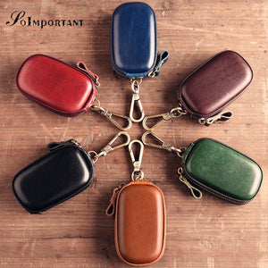 Leather Car Key Wallets Holder Organizer Keychain Cover Bag