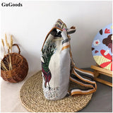 Women Anime Backpack Owl Canvas Shoulder Bag Junior Girls Printed Messenger Bag