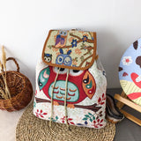 Women Anime Backpack Owl Canvas Shoulder Bag Junior Girls Printed Messenger Bag
