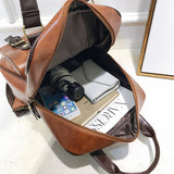 Brown Teenage Girls Anti Theft Backpack Waterproof Vintage Laptop Big Travel Bag