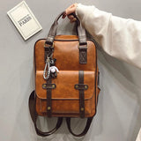 Brown Teenage Girls Anti Theft Backpack Waterproof Vintage Laptop Big Travel Bag