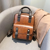 Brown Teenage Girls Anti Theft Backpack Waterproof Vintage Laptop Big Travel Bag