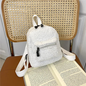 Women Plush Backpack Soft Winter Stylish Small Daypack