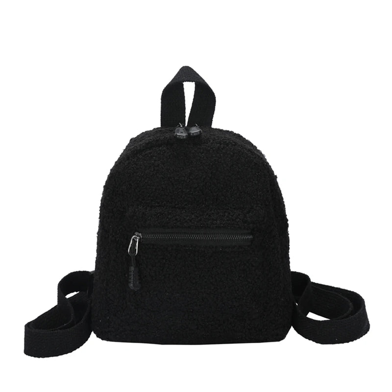 Vintage Wool Backpack Women Autumn Winter Knapsack College Students School Bags