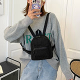 Vintage Wool Backpack Women Autumn Winter Knapsack College Students School Bags