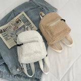 Vintage Wool Backpack Women Autumn Winter Knapsack College Students School Bags