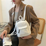Vintage Wool Backpack Women Autumn Winter Knapsack College Students School Bags