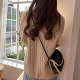 Women Autumn Winter Patchwork Chain Lamb Wool Messenger Bag