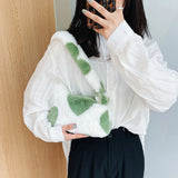 Women Fluffy Plush Shoulder Bag Retro Large Capacity Casual Zipper Handbag