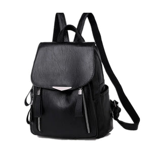 Women Backpack Large Capacity PU Leather For Teenage Girls Solid Travel Bag