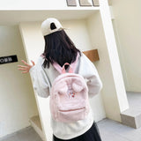 Women Bear Style Plush Backpack Casual Ladies Small Knapsack Mini Rucksacks