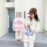 Women Bear Style Plush Backpack Casual Ladies Small Knapsack Mini Rucksacks