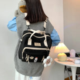 Women Canvas Mini Backpack School Bag Girl Flower Small Badge Backpack