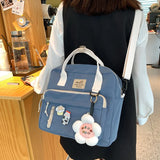 Women Canvas Mini Backpack School Bag Girl Flower Small Badge Backpack