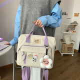 Women Canvas Mini Backpack School Bag Girl Flower Small Badge Backpack