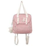 Women Canvas Mini Backpack with Kawaii Badge for School