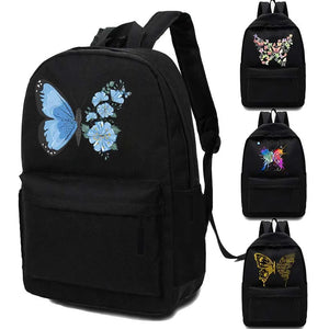 Canvas Backpack for Girls Kids Butterfly Print Laptop Travel Bag