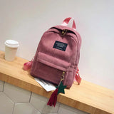 Women Backpack Casual College School Bookbag Travel Tassel Daypack