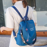Women Backpack Casual Nylon Flower Embroidered Shoulder School Book Bags
