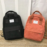 Women Corduroy Backpack Casual Rucksack for Teenage Girls