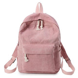 Corduroy School Backpacks For Teenage Girls Striped Rucksack